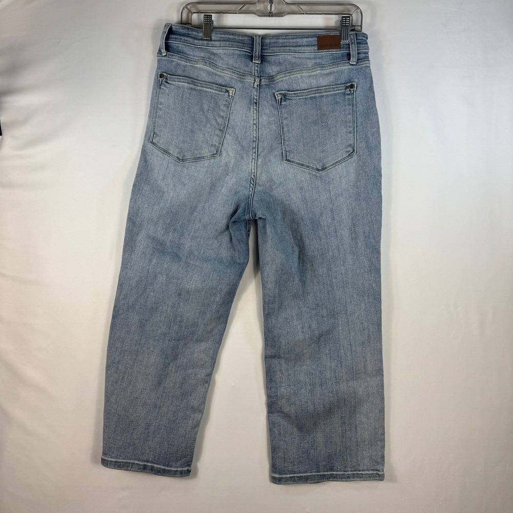 Judy Blue Light Wash Wide Leg Button Fly High Rise Jean Size 11/30 Pleated Front - Picture 2 of 11